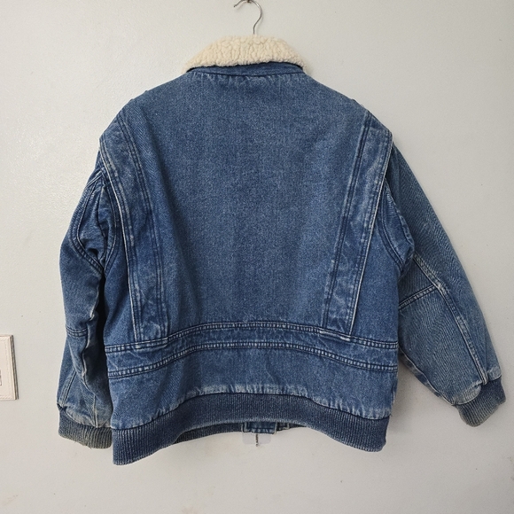 Vtg 90s AKA BAY Puffy Denim Sherpa Lined Mens L Bomber Trucker Jacket Y2K - Picture 10 of 16